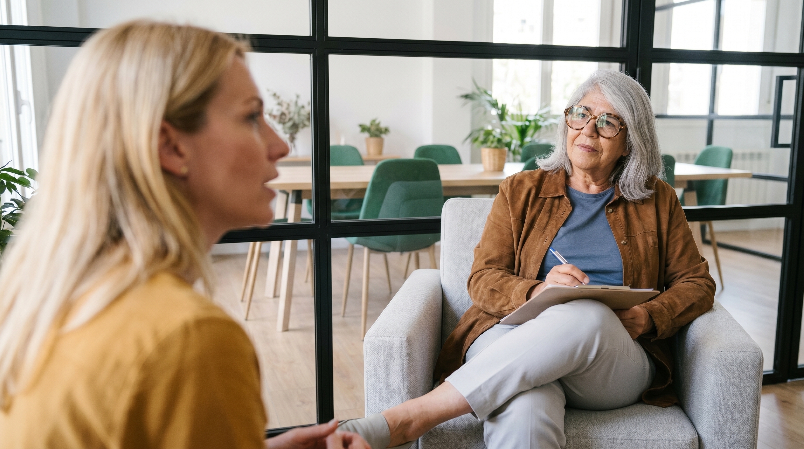 Carmen Gamero realiza una sesión de terapia con un paciente.
