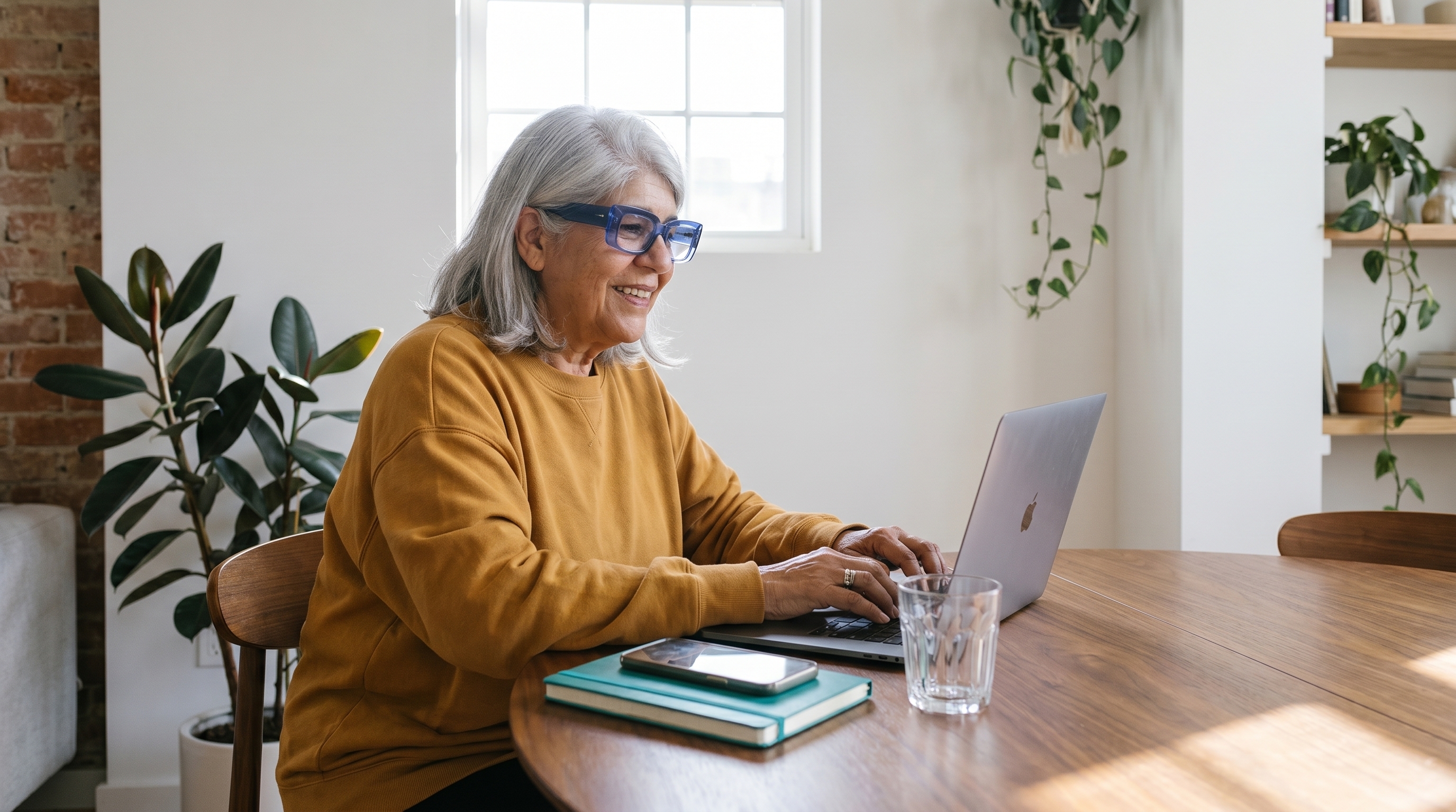 Carmen está trabajando en su computadora portátil